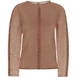 UMA Wang, Tops, Dames, Roze, M, Katoen, Doorschijnende top met lange mouwen voor vrouwen