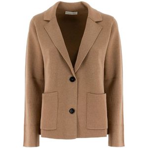Le Tricot Perugia, Jassen, Dames, Bruin, S, Elegante gebreide blazer met reverskraag