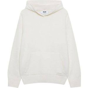 Msgm, Sweatshirts & Hoodies, Dames, Wit, M, Wol, Witte Gebreide Trui