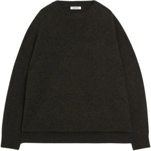 Aspesi, Truien, Dames, Grijs, S, Wol, Ronde Hals Merino Wollen Trui