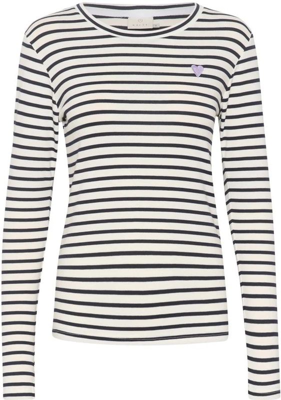 Kaffe, Tops, Dames, Veelkleurig, XL, Katoen, Gestreept T-shirt met lange mouwen Midnight Marine