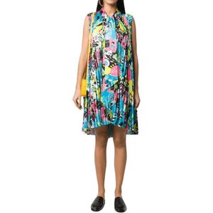 Balenciaga, Kleedjes, Dames, Veelkleurig, S, Polyester, Neon Geplooide Overhemdjurk
