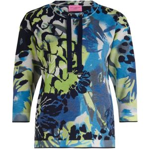 Betty Barclay, Truien, Dames, Blauw, 4Xl, Fijngebreide trui met luipaardprint