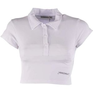 Hinnominate, Tops, Dames, Wit, S, Katoen, Wit Poloshirt met Bedrukt Logo