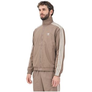 Adidas Originals, Sweatshirts & Hoodies, Heren, Bruin, XL, Casual Zip Sweater Firebird Woven