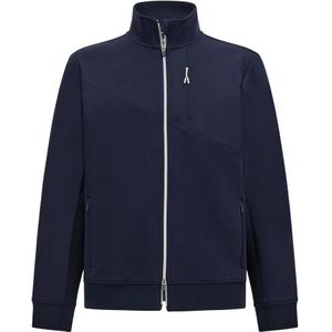 Boggi Milano, Sweatshirts & Hoodies, Heren, Blauw, M, Katoen, Hoodie met volledige ritssluiting van lichtgewicht katoenmix scuba