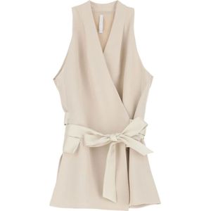 Imperial, Jassen, Dames, Beige, S, Polyester, Stijlvolle Mouwloze Jas