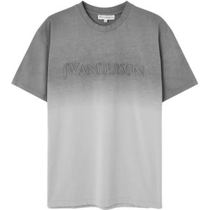JW Anderson, Tops, Heren, Grijs, S, Katoen, Geborduurd Logo Grijs Shirt