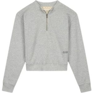 Olaf Hussein, Sweatshirts & Hoodies, Heren, Grijs, S, Retro Spiral Logo Zip Mock Neck