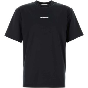 Jil Sander, Tops, Heren, Zwart, S, Polyester, Stretch Zwart T-shirt