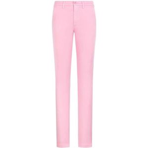Roberto Cavalli, Broeken, Dames, Roze, W28, Katoen, Skinny-Leg Broek met Normale Taille