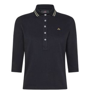 Peuterey, Tops, Dames, Blauw, M, Katoen, Blauwe Polo Shirt met Lurex Details