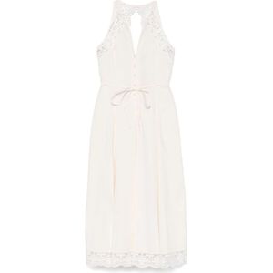 Twinset, Kleedjes, Dames, Wit, S, Witte V-hals Jurk met Plooien