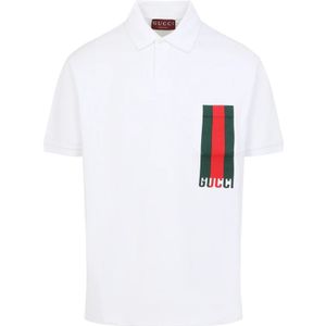 Gucci, Tops, Heren, Wit, M, Katoen, Witte T-shirt & Polo Collectie
