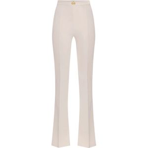 Elisabetta Franchi, Broeken, Dames, Beige, XS, Flared broek van stretch crêpe