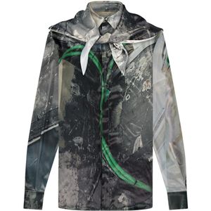 Flâneur, Overhemden, Heren, Veelkleurig, M, Leer, Straatbeeld Viscose Shirt met Capuchon