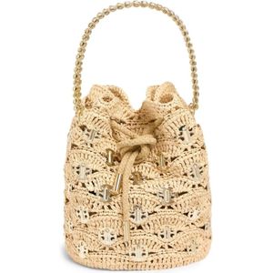 Rabanne, Tassen, Dames, Beige, ONE Size, Natuurlijke Raffia Schoudertas