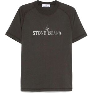 Stone Island, Tops, Heren, Grijs, S, Katoen, Grijs T-shirt