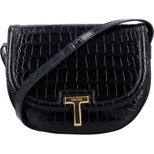 Tom Ford, Tassen, Dames, Zwart, ONE Size, Leer, Zwarte krokodillenleren zadeltas