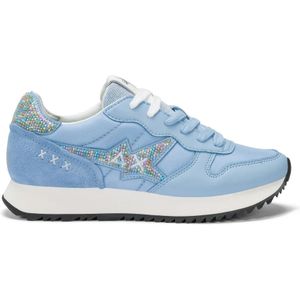 Sun68, Schoenen, Dames, Blauw, 39 EU, Leer, Blauwe Sneakers voor Vrouwen
