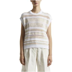 Peserico, Truien, Dames, Beige, 2Xs, Katoen, Zacht katoenen tricot vest