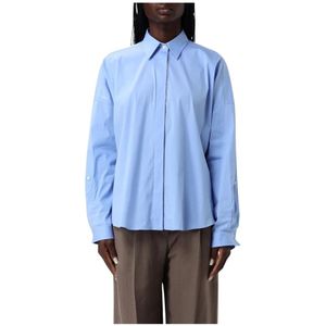 Brunello Cucinelli, Blouses & Shirts, Dames, Blauw, XL, Katoen, Blauwe Poplin Overhemd