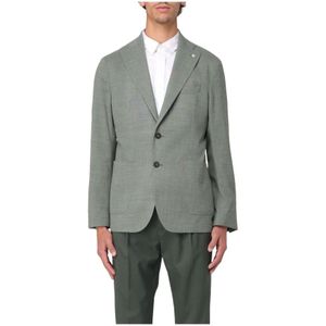 Manuel Ritz, Jassen, Heren, Groen, 2Xl, Wol, Stretch wolblend slim fit jas