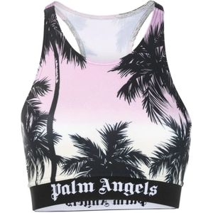 Palm Angels, Tops, Dames, Veelkleurig, XS, Pink Sunset Logo Mouwloze Top