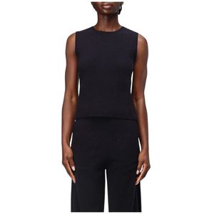 Max Mara, Tops, Dames, Blauw, S, Kasjmier, Kasjmier Mouwloze Elegante Top