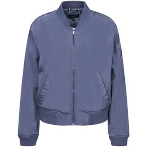 Bugatti, Jassen, Dames, Blauw, M, Satijn, Dames College Stijl Jas met Satijnen Afwerking
