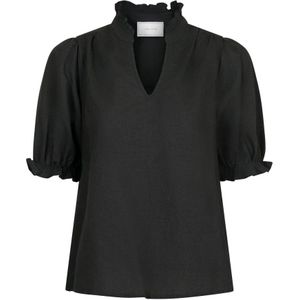 Neo Noir, Blouses & Shirts, Dames, Zwart, XS, Katoen, Zwarte Blouse met Pofmouwen