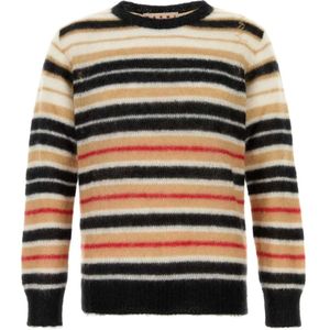 Marni, Truien, Heren, Veelkleurig, XL, Geborduurde Mohair Blend Trui