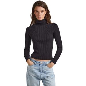 Pepe Jeans, Truien, Dames, Zwart, S, Leer, Coltrui