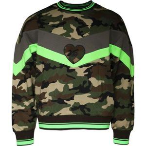 Dolce & Gabbana, Sweatshirts & Hoodies, Heren, Veelkleurig, XL, Katoen, Camouflage Logo Pullover Sweatshirt Multicolor