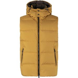 Moorer, Jassen, Heren, Geel, M, Wol, Capuchon Goose Down Bodywarmer
