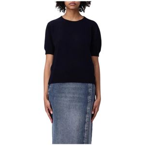 Maison Margiela, Truien, Dames, Zwart, M, Kasjmier, Beige Crew Neck T-Shirt