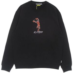 Iuter, Sweatshirts & Hoodies, Heren, Zwart, XL, Katoen, Zwarte Skeleton Crewneck Sweatshirt