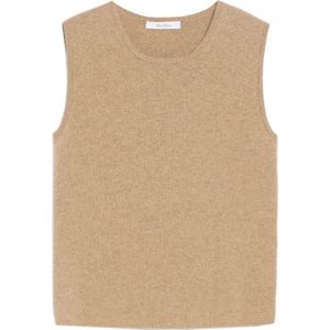 Max Mara, Truien, Dames, Beige, M, Wol, Mouwenloze wollen kasjmier trui