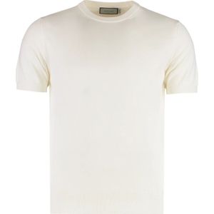Canali, Tops, Heren, Blauw, M, Katoen, Geribbelde Katoenen Korte Mouw Trui