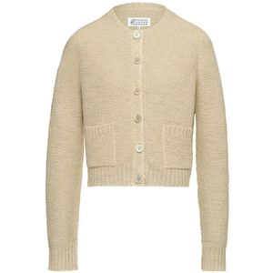 Maison Margiela, Truien, Dames, Beige, M, Hennep, Beige Gebreid Vest