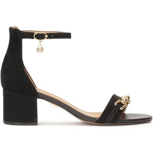 Kazar, Schoenen, Dames, Zwart, 39 EU, Suède, Suède sandalen met bedekte hak en lage hak