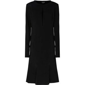 Tom Ford, Kleedjes, Dames, Zwart, XS, Zwarte Stretch Midi Jurk met Uitgesneden Detail
