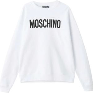 Moschino, Sweatshirts & Hoodies, Heren, Wit, XL, Witte Sweatshirt Essentieel Ontwerp Lange Mouw