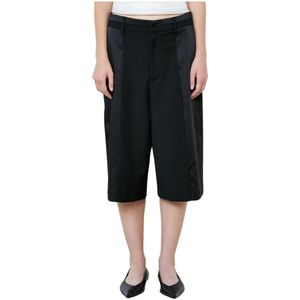 MeiMeiJ, Korte broeken, Dames, Zwart, S, Satijn, Hoge taille zwarte satijnen zijdetail shorts