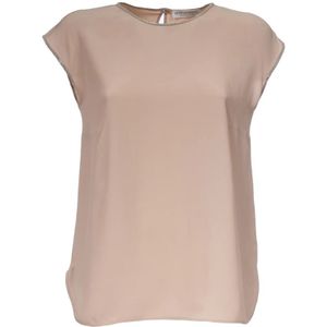 Le Tricot Perugia, Blouses & Shirts, Dames, Beige, M, Zijden Blend Mouwloos Asymmetrisch T-shirt