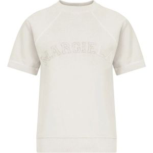 Maison Margiela, Tops, Dames, Beige, M, Katoen, Stijlvolle witte sweatshirt voor vrouwen