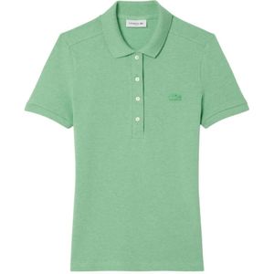 Lacoste, Tops, Dames, Groen, M, Katoen, Groene Polo Shirt met Moeder van Parel Knopen