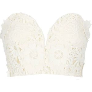 Rotate Birger Christensen, Tops, Dames, Beige, M, Ivoor Kant V-hals Top