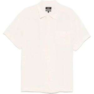 A.p.c., Overhemden, Heren, Wit, M, Linnen, Roy Chemisette Shirt