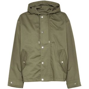 Part Two, Jassen, Dames, Groen, 2Xl, Katoen, Hooded Jacket met Knoopsluiting